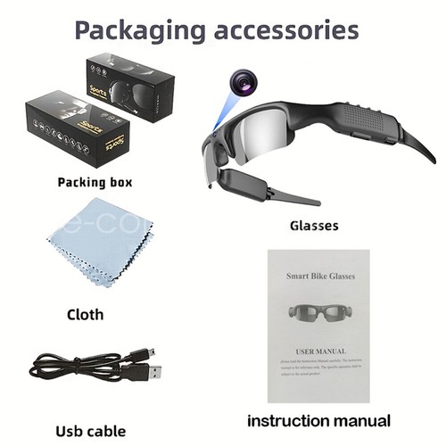WiFi Camera Wearable Video Recording Glasses 1080p Outdoor Sports Camera Glasses - Picture 21 of 26