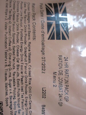 British Army Ration Packs-MREs- 24 Hour Camping Survival Hiking Latest Issue