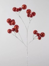 Katherine's Collection Sweet Xmas Red Glitter Ball Floral Stems 12 NEW 10-853907