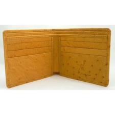Butter Tan Light Brown Genuine Ostrich Skin Leather Wallet Men's Bifold Real