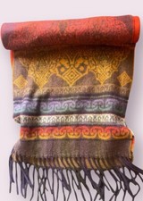 FRAAS Cashmink Scarf Made In Germany Fringed Multicolor 11  x52  Soft Acrylic