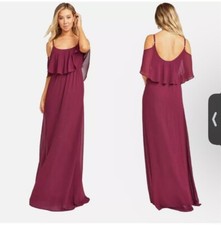 Show Me Your MuMu Caitlin Ruffle Maxi Dress Size S Womens Merlot Chiffon Wedding