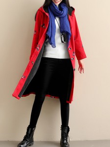con da pile lunghe stampa con Cappotto donna in vintage maniche floreale a cappuccio xwn0npqBR
