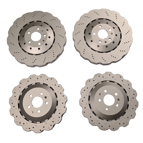 For RS7 14-16 Set of Front & Rear Vented Drilled Dimpled Disc Brake Rotors - Picture 4 of 11