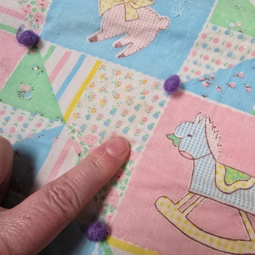 Vintage Baby Blanket Handmade Gingham Patchwork Quilt Pastel Nursery Cottagecore - Picture 12 of 15