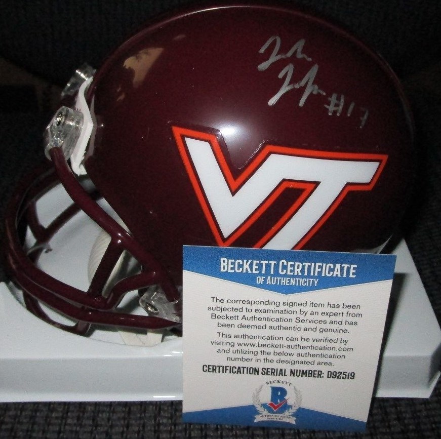 JOSH JACKSON SIGNED VIRGINIA TECH HOKIES RIDDELL MINI HELMET BECKETT COA D92519 