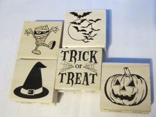 Halloween wood mounted rubber stamps 2" x 2"