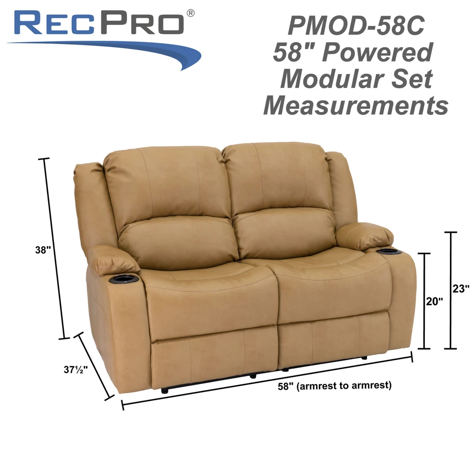 Sofá reclinable con abrazadera de pared doble motorizado RecPro Charles 58" sofá loveseat Foto 3 de 4