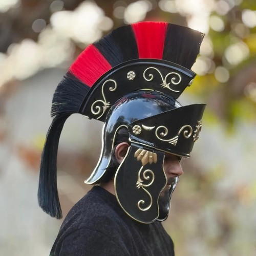 Medieval Black Knight Roman Imperial Soldier Helmet- Knight Warrior Roman Helmet - Picture 6 of 7