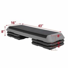43'' Aerobic Step Fitness Club Cardio Adjust Exercise Stepper Workout w/Risers