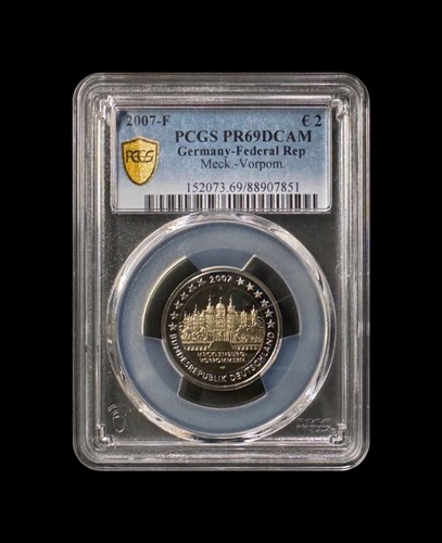 GERMANY. 2007, 2 Euro, F - PCGS PR69 - Top Pop 🥇 Mecklenburg-Vorpommern Castle - Picture 2 of 5