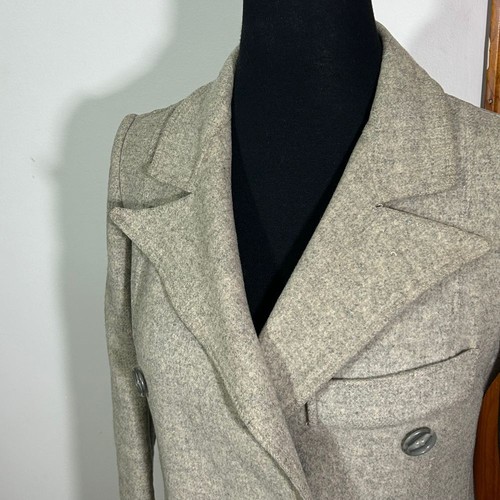 Vintage 70s Calvin Klein Wool Blend Coat Double Breasted Longline Womens 6 Gray - Picture 4 of 15