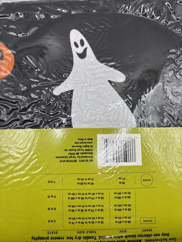 Vintage 2004 Target Tablecloth Halloween Ghost And Pumpkins Round 60 DIA” NEW - Image 4 of 4