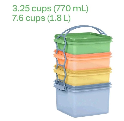 Tupperware 9-piece Carry-All Sheer Stackable Container Set Multicolor New - Picture 2 of 3