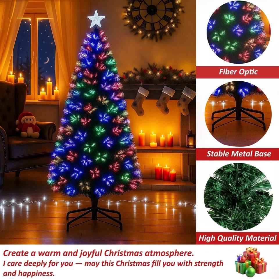 HOMION Pre Lit Fiber Optic Christmas Tree Flashing Multi Color Changing 2ft 3ft 4ft 5ft