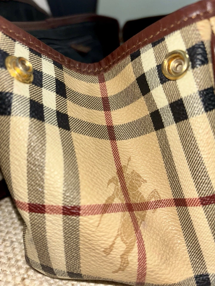 Burberry Vintage Haymarket Tote Brown/Beige T-05-01. Made In Italy - Image 3 of 4
