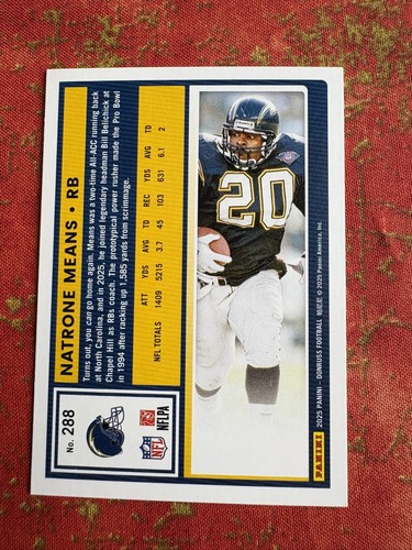 2025 Panini Donruss Natrone Means Press Proof Purple #288 San Diego Chargers - Picture 2 of 2