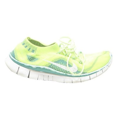 NIKE Free RN Flyknit Womens Lightweight Trainers Yellow Green UK 6 Breathable