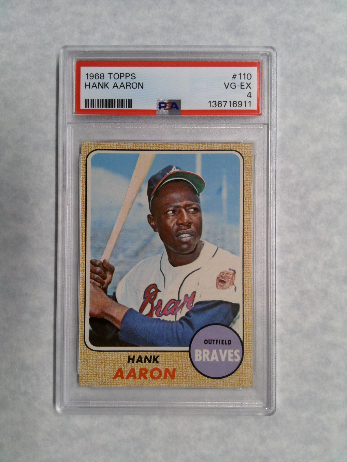 PSA 4 1968 Topps Hank Aaron #110 VG-EX HOF Braves
