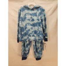 Saint Eve Pajama Set Boys Size Small 4/5 Tie Dye Hooded Fleece Long Sleeve Cozy