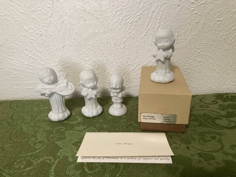 Lot Of 4 Vintage HALLMARK Fine Bisque Porcelain Angel Little Gallery Star