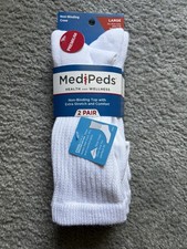 MediPeds Diabetic Crew Sock Men's Women  s Size Large Non-Binding 2 Pairs