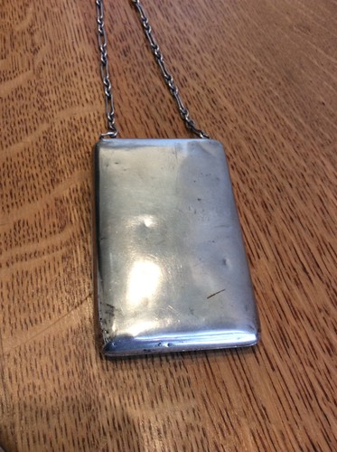 Antique STERLING SILVER Compact, Coin Purse & Card Holder on a Chain - Picture 8 of 21