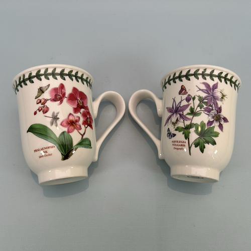 Portmeirion Exotic Botanic Garden 2 Mugs 300ml - Moth Orchid & Dragonfly - Picture 2 of 11