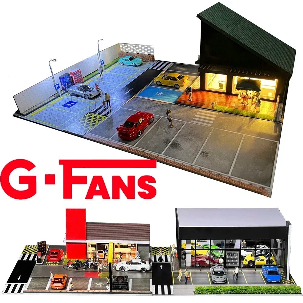 ☆ 1/64 Creative Garage ⑤ 【在確購入】 1/64 Diorama Diecast Car Garage Model LED City Street View