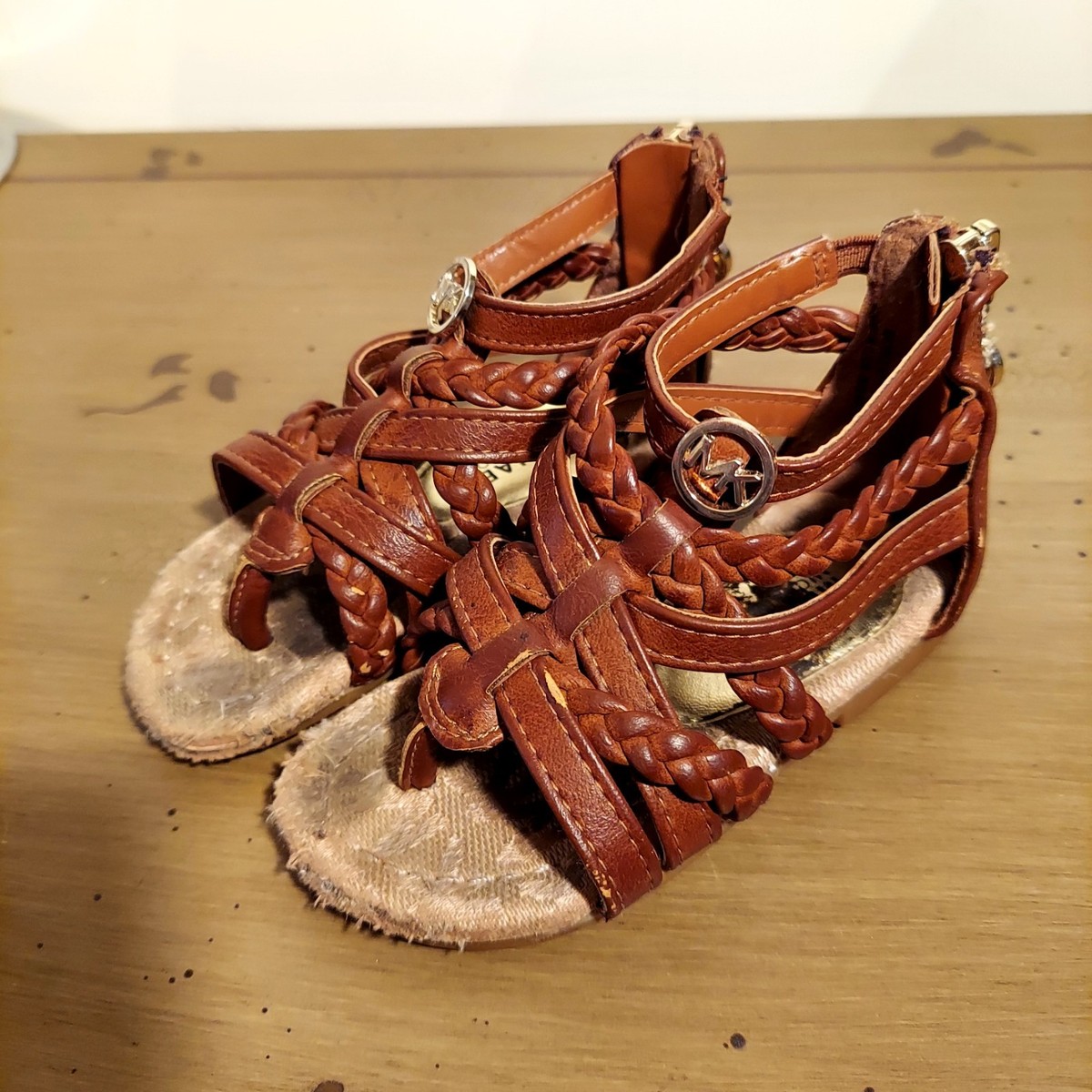 Michael Kors Toddler Size 5 Baby Sandals Brown Leather | eBay