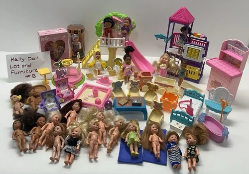 24 Vintage Barbie Lil Sister Kelly Dolls Furniture Accessories Including 2 NIB
