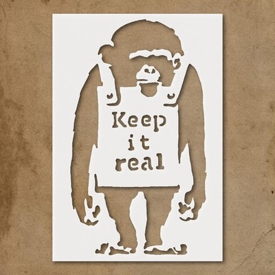 Monkey Silhouette Holding Sign DIY Crafts Reusable Stencil - StencilAir