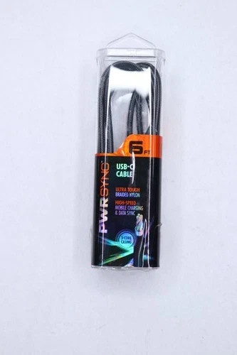 PWRSYNC Cavo USB-C Ricarica Mobile Alta Velocità Sincronizzazione Dati Nylon Intrecciato 6 piedi D2 - Foto 1 di 1