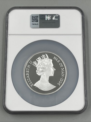1996 Isle of Man 5 Crown Silver 5oz Legend of King Arthur Merlin NGC PF68UC - Picture 2 of 10