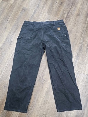 Carhartt B136 BLK Duck Double Front Work Dungaree Pants Mens 36 X