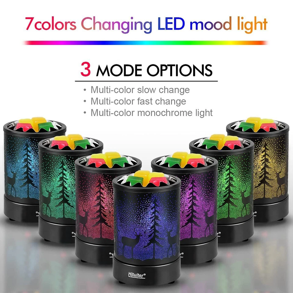 Hituiter Wax Melts Warmer 7 Colors Lighting Pine Forest Deer Design 6 Pc Set - Image 2 of 4