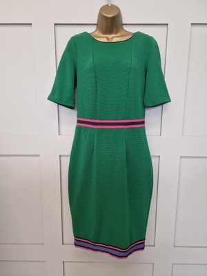 Boden Green Dress with Pink Blue Purple Trim Detail UK 12 | eBay UK