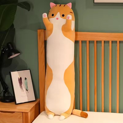 Cute Cat Brown Long Sleeping Plush Toy 50cm Leg Pillow Stuffed Animal Gift