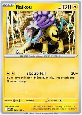 rare raikou card 16/132 Secret Wonders (Pokemon) Reverse Holo [LLL] Lightning Tackle (50) Flip a coin Pokemon Neo Revelation Holo Rare