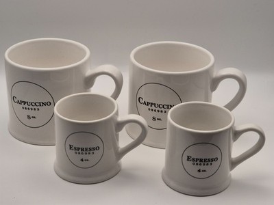 4er Set Cappuccino 8 Unzen & Espresso 4 Unzen Weiß Tassen & Tassen