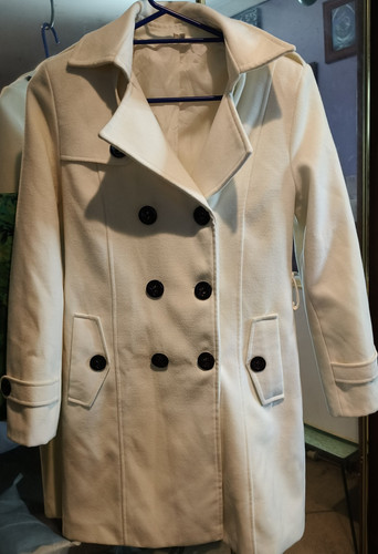 Women's White Button Up Trench Coat - Size 38 - Picture 1 of 2