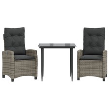 Patio Dining Set with Cushions Outdoor Garden Furniture Gray Poly Rattan vidaXL