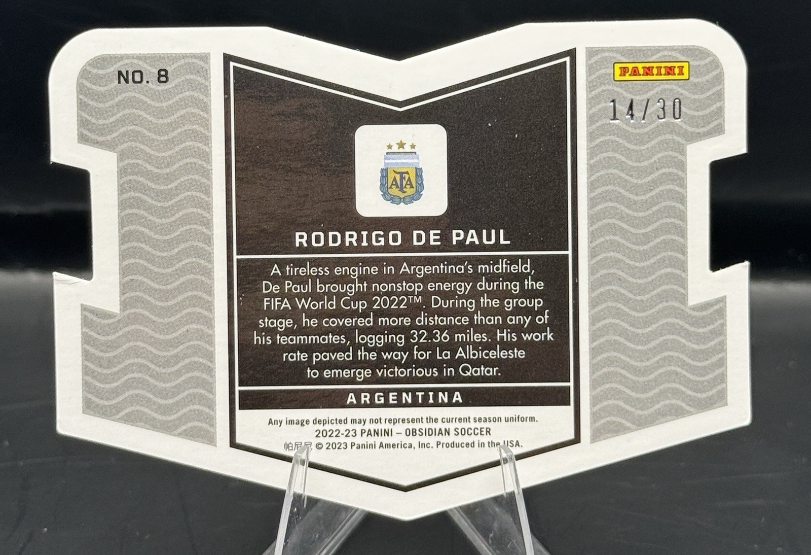 2022-23 Obsidian Rodrigo De Paul Vitreous Electric Etch Purple Die-Cut /30 view 2