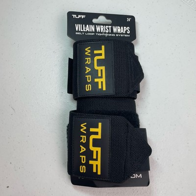 #ad Tuff Villian Wrist Wraps 24quot; Black Yellow New Lifting Weight Training Fitness $19.99