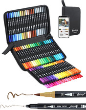80 Colors Dual Brush Markers, Fine and Brush Tips Numbered Pens with App, for Ad