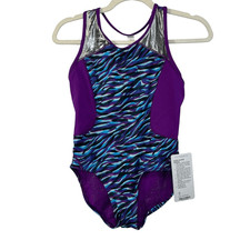 Nwt IVIVVA By Lululemon Artistic Acrobat Bodysuit Leotard Tiger Spry Blue KID 14
