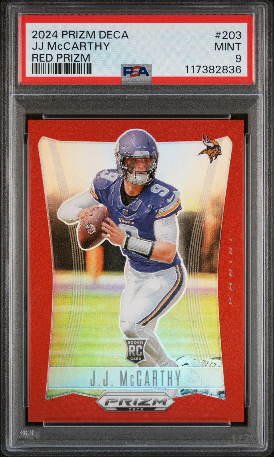 2024 Panini Prizm Deca #203 Jj Mccarthy Red Prizm PSA 9 #/199
