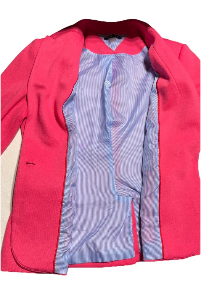 Blazer Tommy Hilfiger Para Mujer Rosa Caliente Talla 8 Chaqueta Dorado Botón Delantero Foto 3 de 4