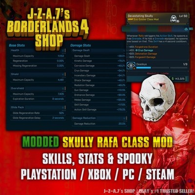 Borderlands 4  MODDED CRAZY SKULLY RAFA CLASS MOD BL4  PC-PS-XBOX 