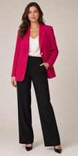 New Zara Raspberry Pink 2 Button Pockets Oversized Blazer Jacket Sz M
